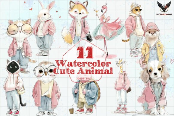 Download Watercolor Cute Animal PNG - Cute animal png Collection